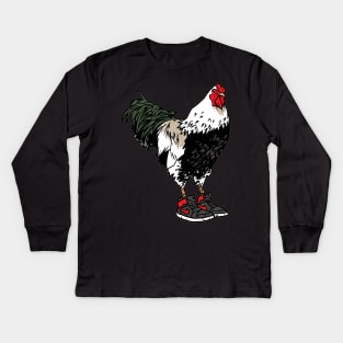 Chicken in Sneakers Kids Long Sleeve T-Shirt